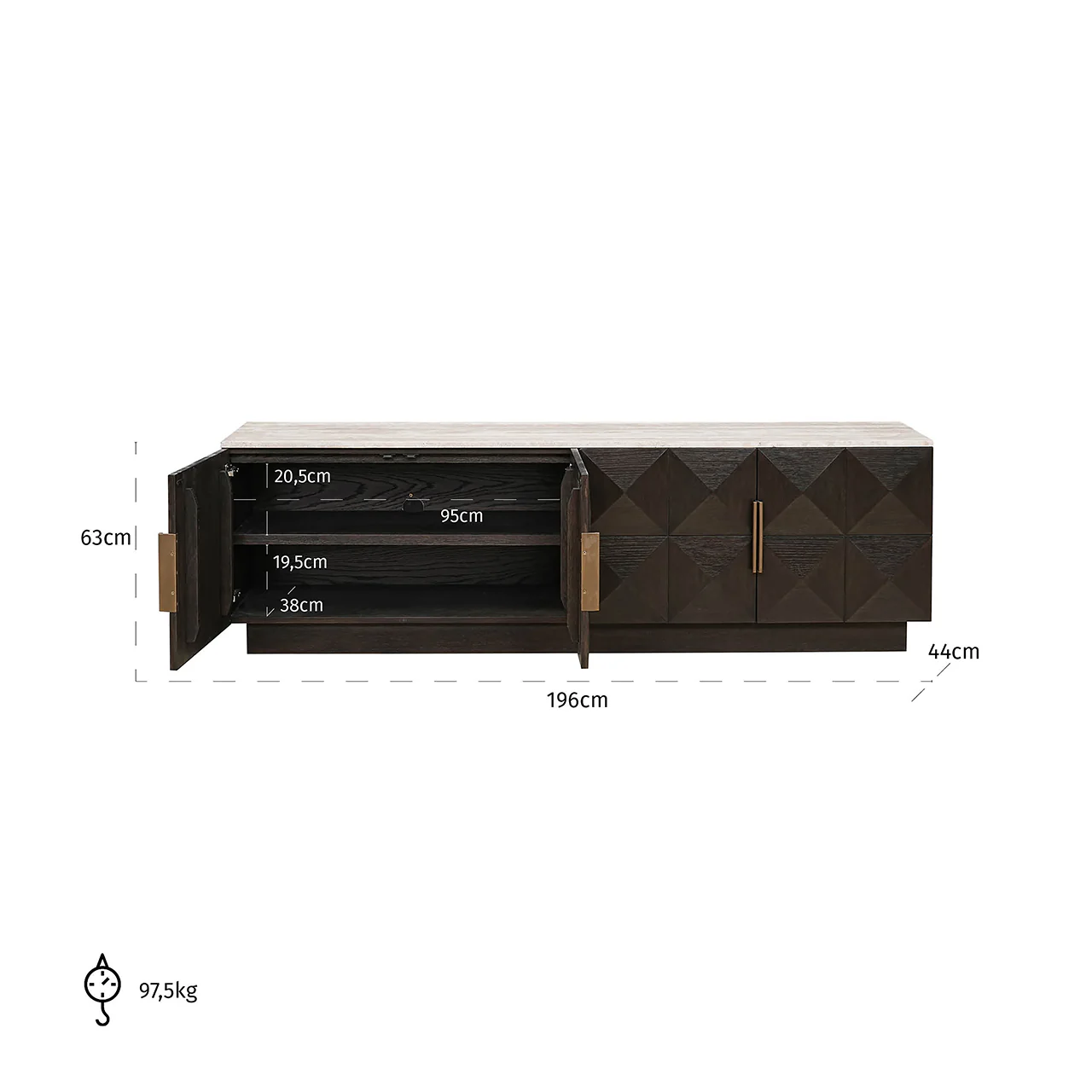 TV Möbel Claremont 4-türig (Brown) - Image 3