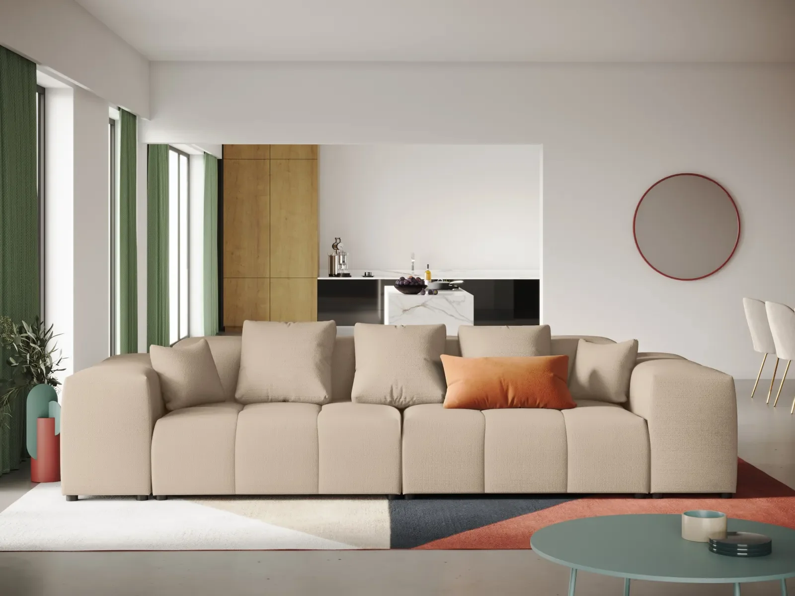 Rome 3-Sitzer Sofa aus Samt oder Strukturstoff, 320x120x75 cm - Image 56