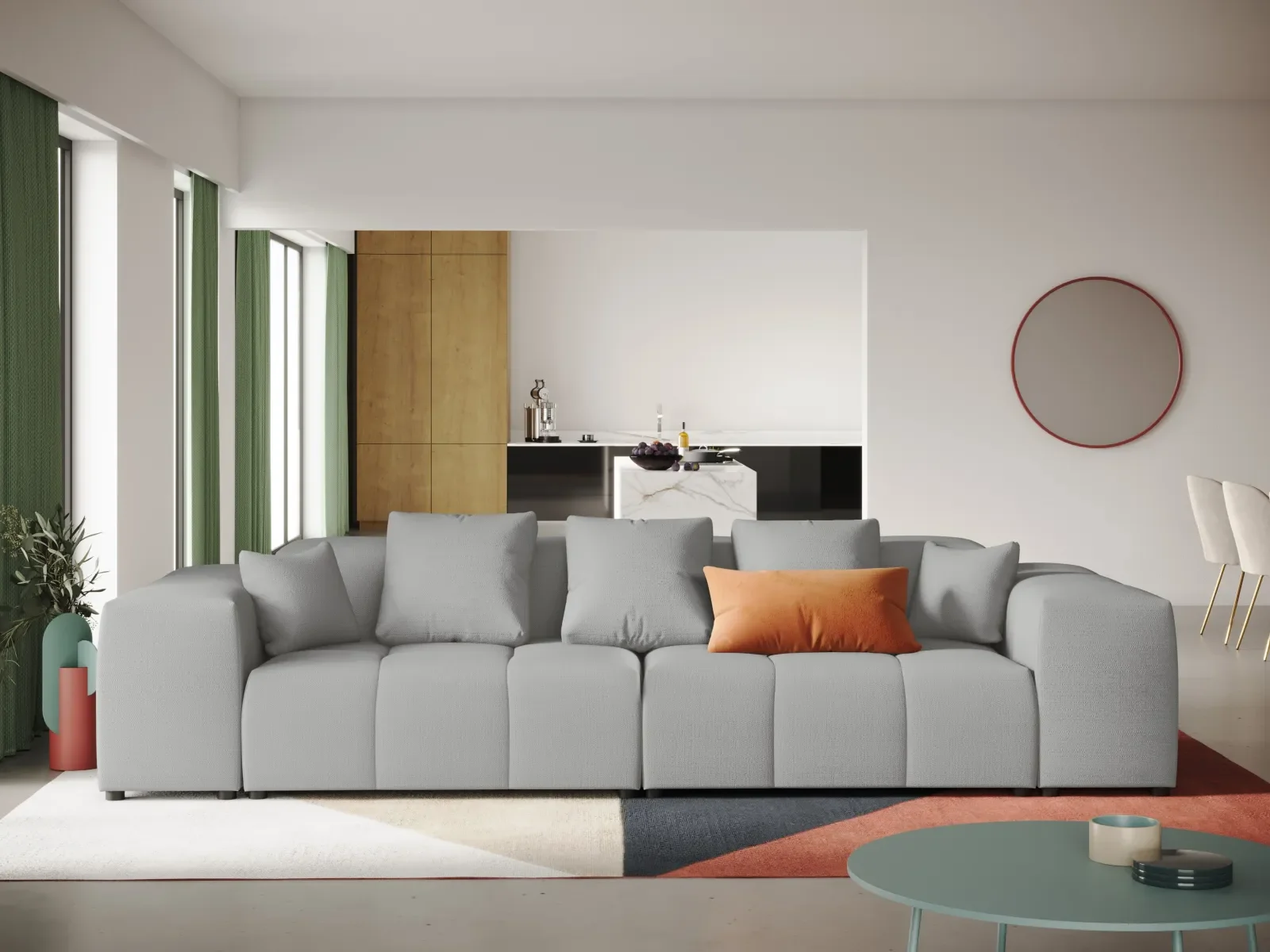 Rome 3-Sitzer Sofa aus Samt oder Strukturstoff, 320x120x75 cm - Image 63