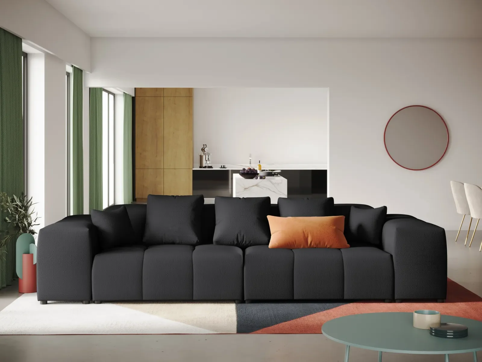 Rome 3-Sitzer Sofa aus Samt oder Strukturstoff, 320x120x75 cm - Image 70