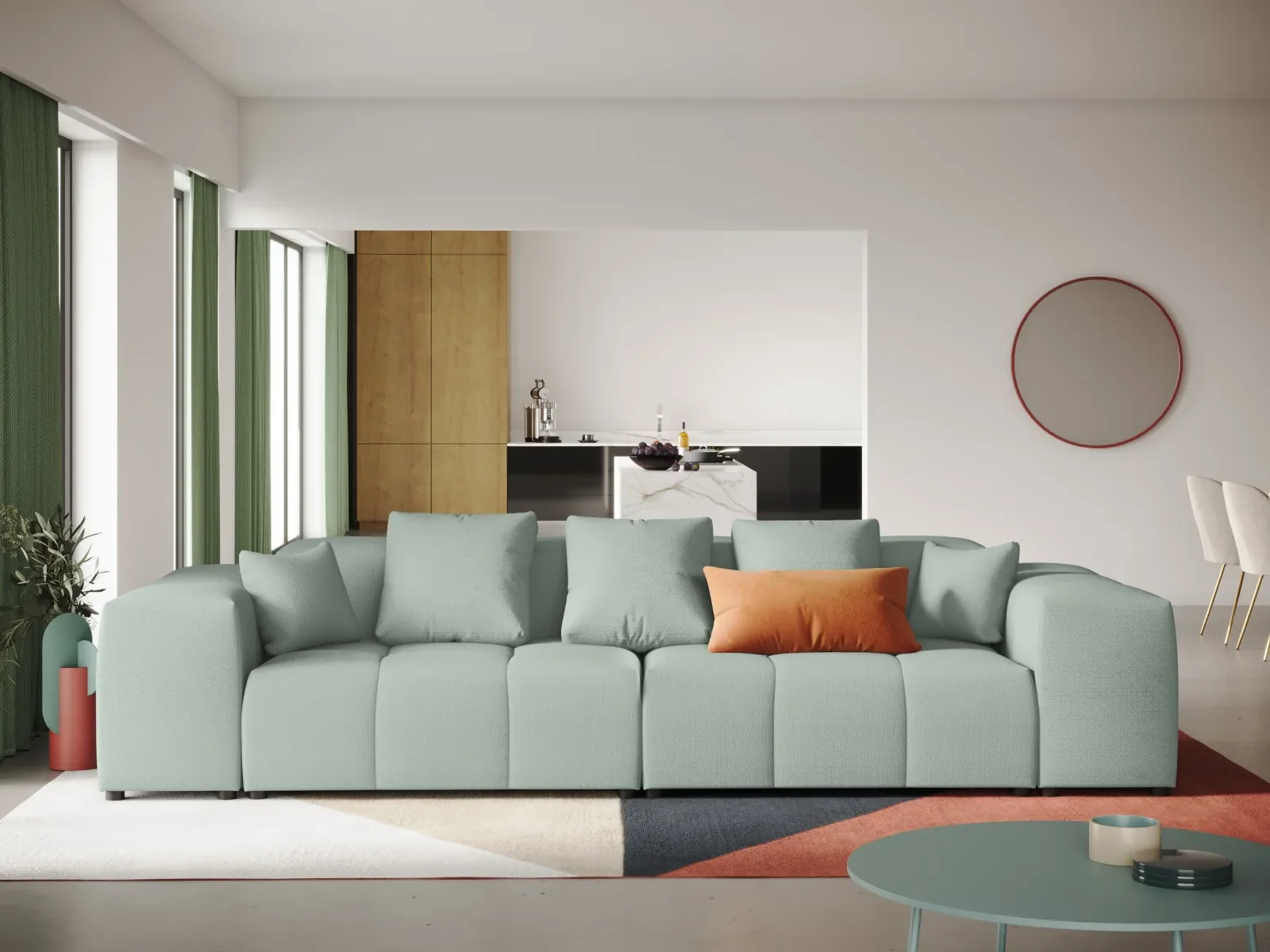 Rome 3-Sitzer Sofa aus Samt oder Strukturstoff, 320x120x75 cm - Image 77