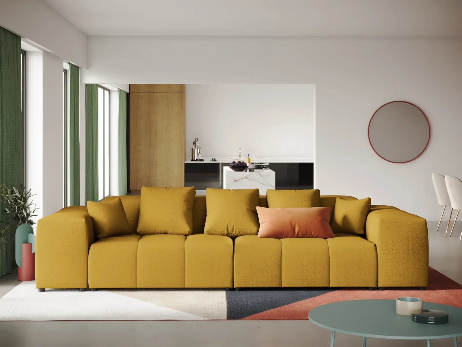 Rome 3-Sitzer Sofa aus Samt oder Strukturstoff, 320x120x75 cm - Image 91
