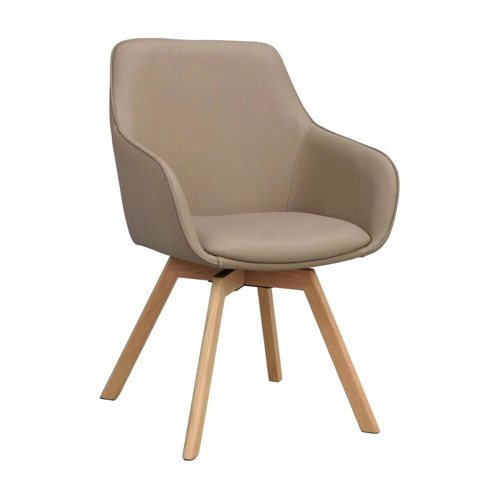 ALISON Essstuhl Beige/Eiche Leder 58x60x88cm