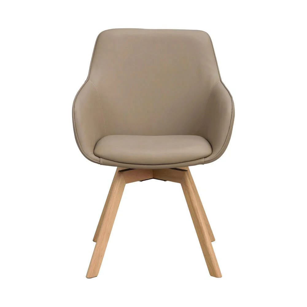 ALISON Essstuhl Beige/Eiche Leder 58x60x88cm - Image 2