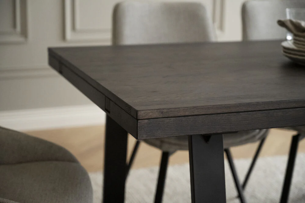BROOKLYN Esstisch Dunkelbraun/Schwarz 220-320x95x75cm - Image 3