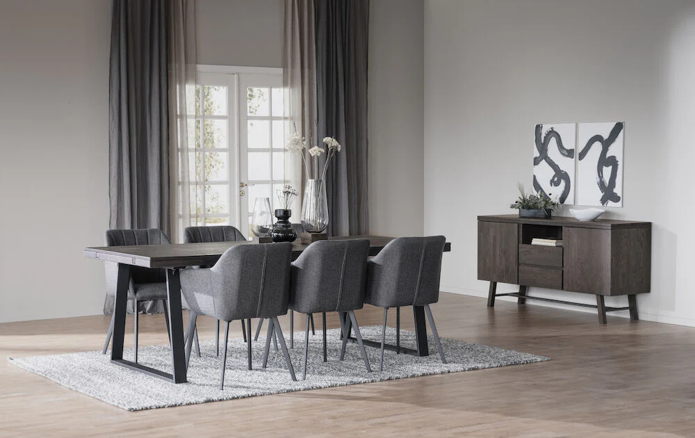 BROOKLYN Esstisch Dunkelbraun/Schwarz 220-320x95x75cm - Image 9