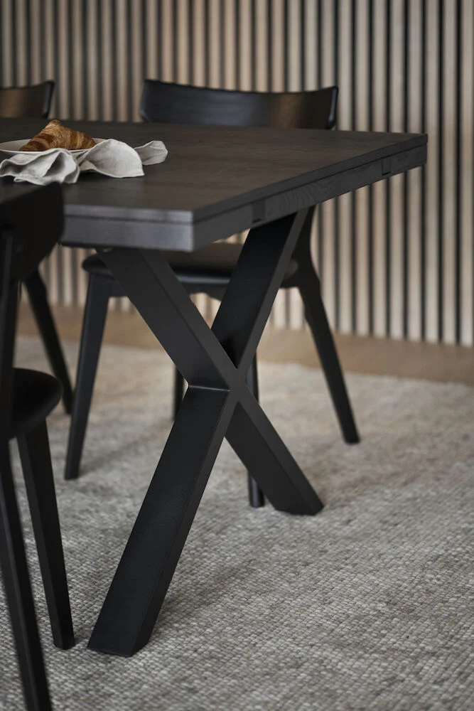 BROOKLYN Esstisch Dunkelbraun/Schwarz X-Beine 220-320x95x75cm - Image 6