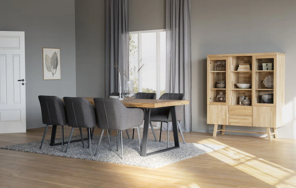 BROOKLYN Esstisch Eiche/Schwarz 220-320x95x75cm - Image 2