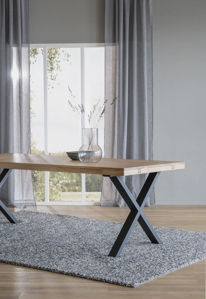 BROOKLYN Esstisch Eiche/Schwarz X-Beine 170-270x95x75cm - Image 2
