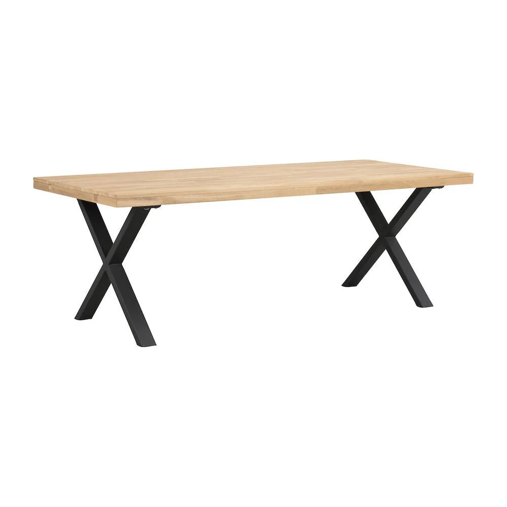 BROOKLYN Esstisch Eiche/Schwarz X-Beine 220-320x95x75cm