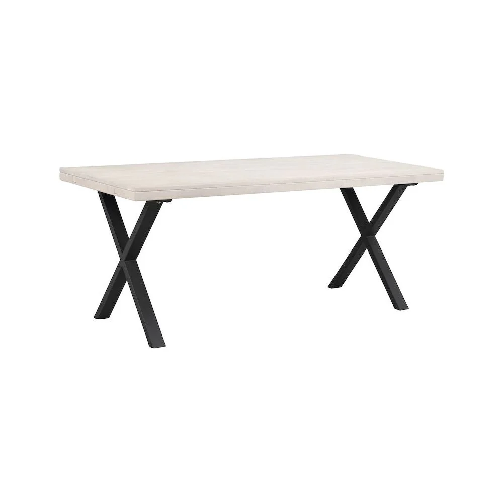 BROOKLYN Esstisch Weiß pigmentiert/Schwarz X-Beine 170-270x95x75cm