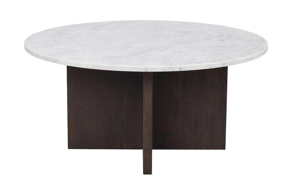 BROOKSVILLE Couchtisch Rund Marmor Weiß/Braun 90x90x42cm - Image 5