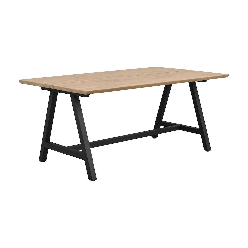 CARRADALE Esstisch Eiche/Schwarz A-Beine 170-270x100x75cm