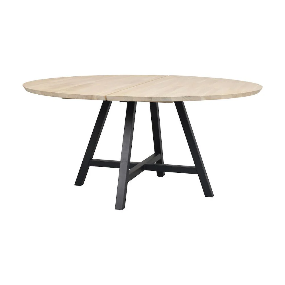 CARRADALE Esstisch Weiß pigmentiert/Schwarz A-Beine 150x150x75cm