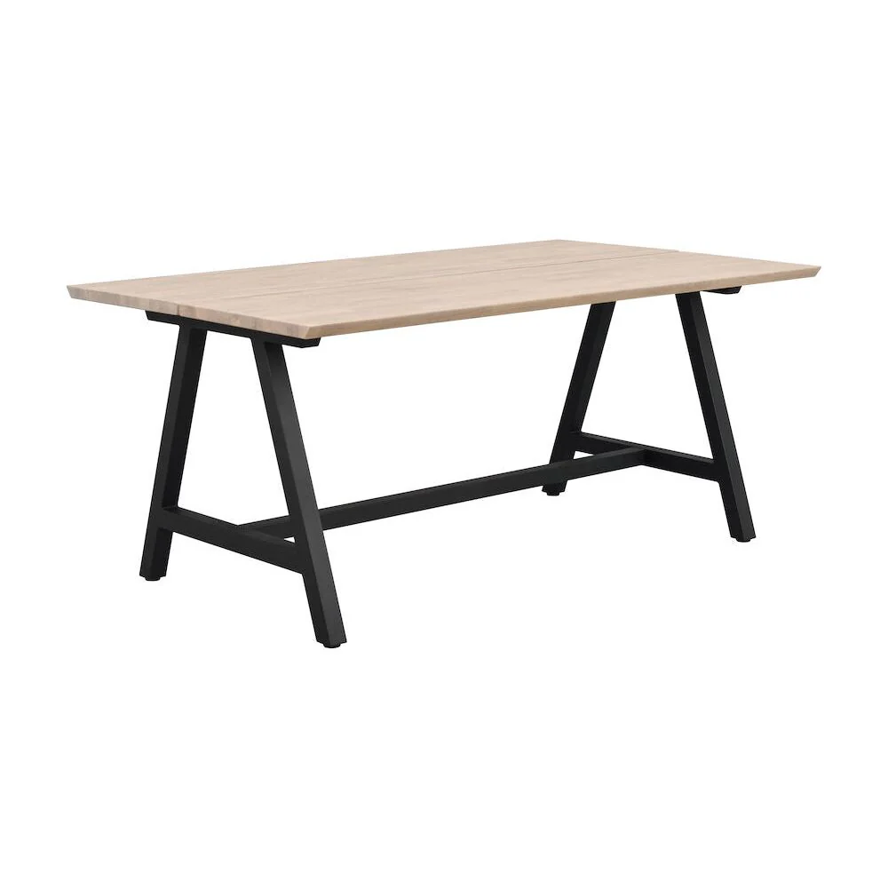 CARRADALE Esstisch Weiß pigmentiert/Schwarz A-Beine 170-270x100x75cm