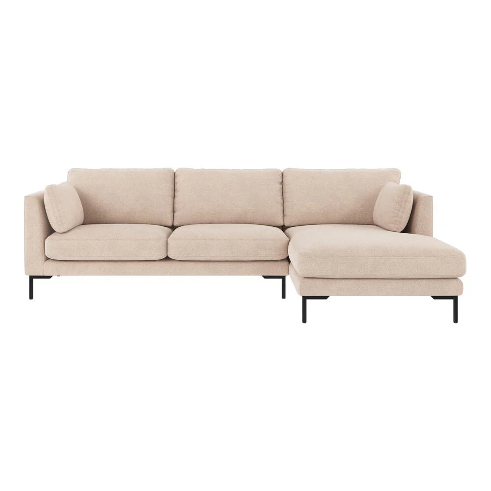 CORWIN 3-Sitzer-Sofa Chaise Longue Rechts Hellbeige/Schwarz 270x160x83cm