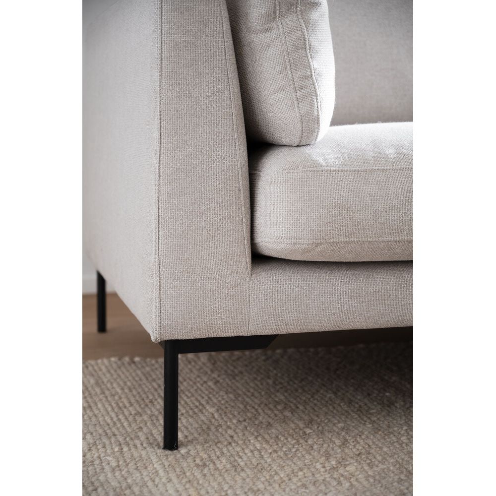 CORWIN 3-Sitzer-Sofa Chaise Longue Rechts Hellbeige/Schwarz 270x160x83cm - Image 10