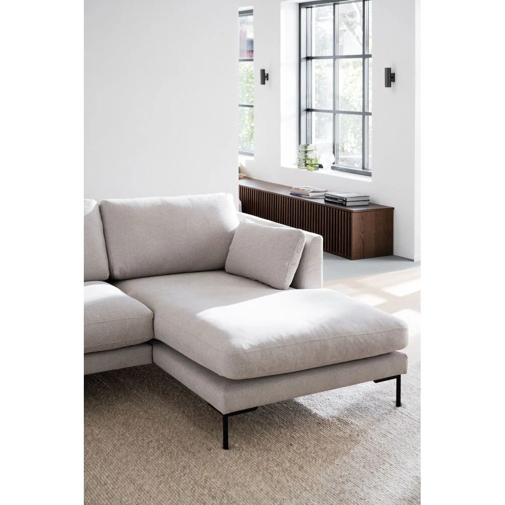 CORWIN 3-Sitzer-Sofa Chaise Longue Rechts Hellbeige/Schwarz 270x160x83cm - Image 11