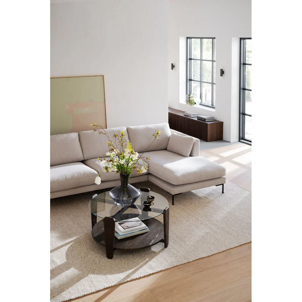CORWIN 3-Sitzer-Sofa Chaise Longue Rechts Hellbeige/Schwarz 270x160x83cm - Image 2