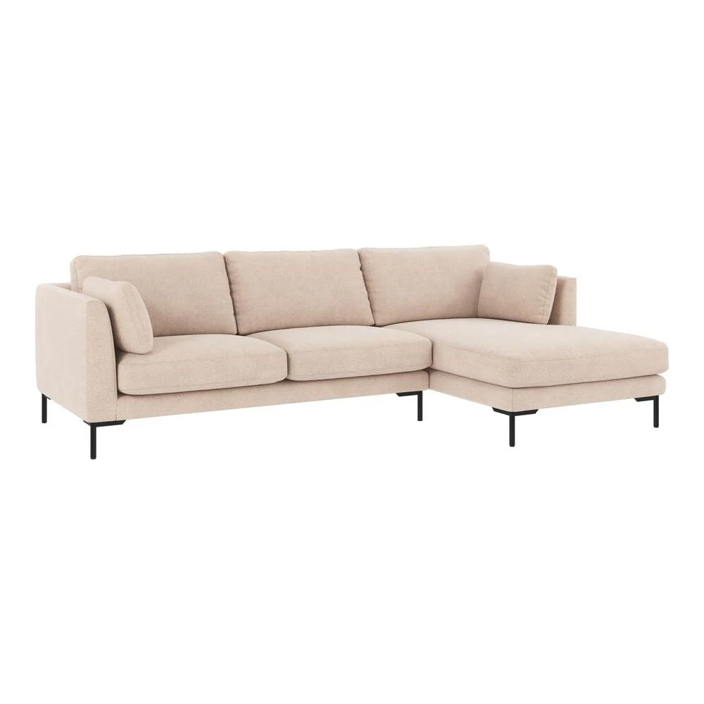 CORWIN 3-Sitzer-Sofa Chaise Longue Rechts Hellbeige/Schwarz 270x160x83cm - Image 3