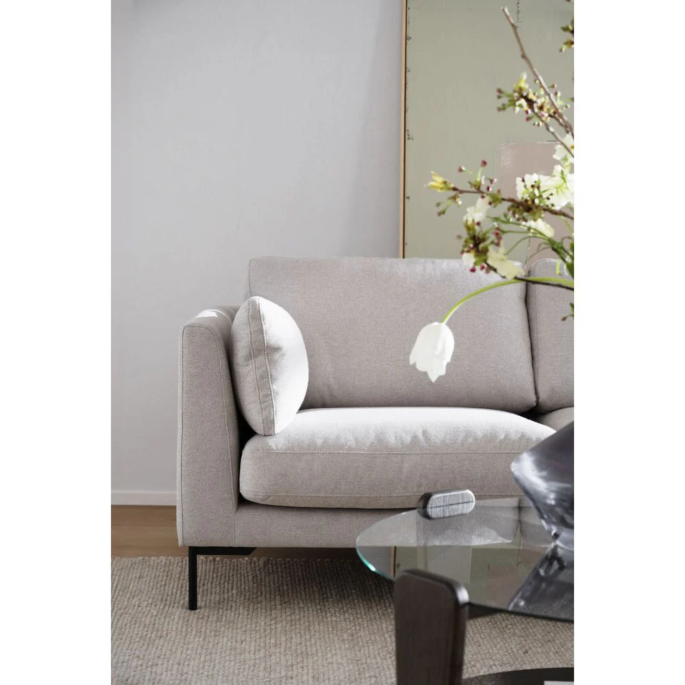 CORWIN 3-Sitzer-Sofa Chaise Longue Rechts Hellbeige/Schwarz 270x160x83cm - Image 6