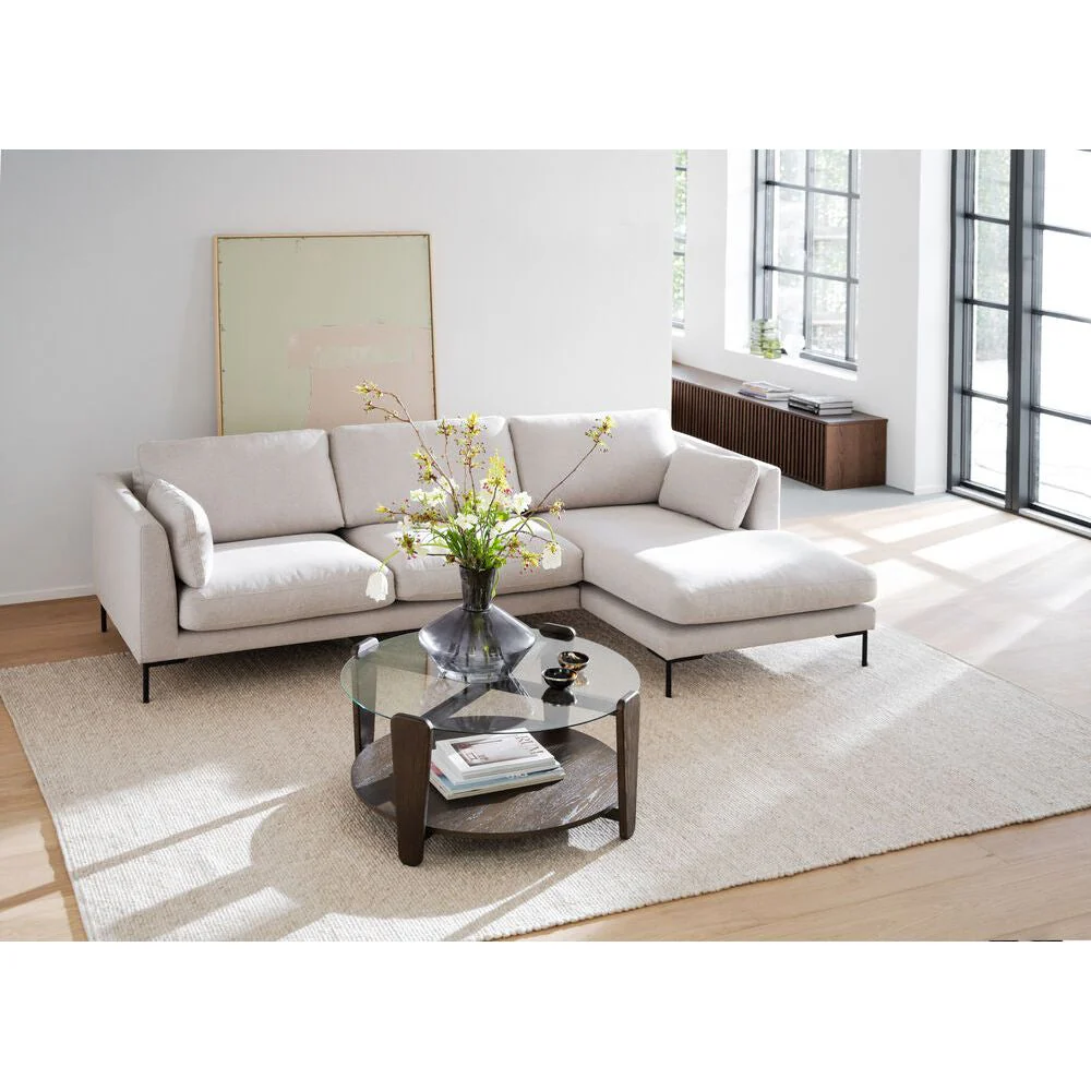 CORWIN 3-Sitzer-Sofa Chaise Longue Rechts Hellbeige/Schwarz 270x160x83cm - Image 7