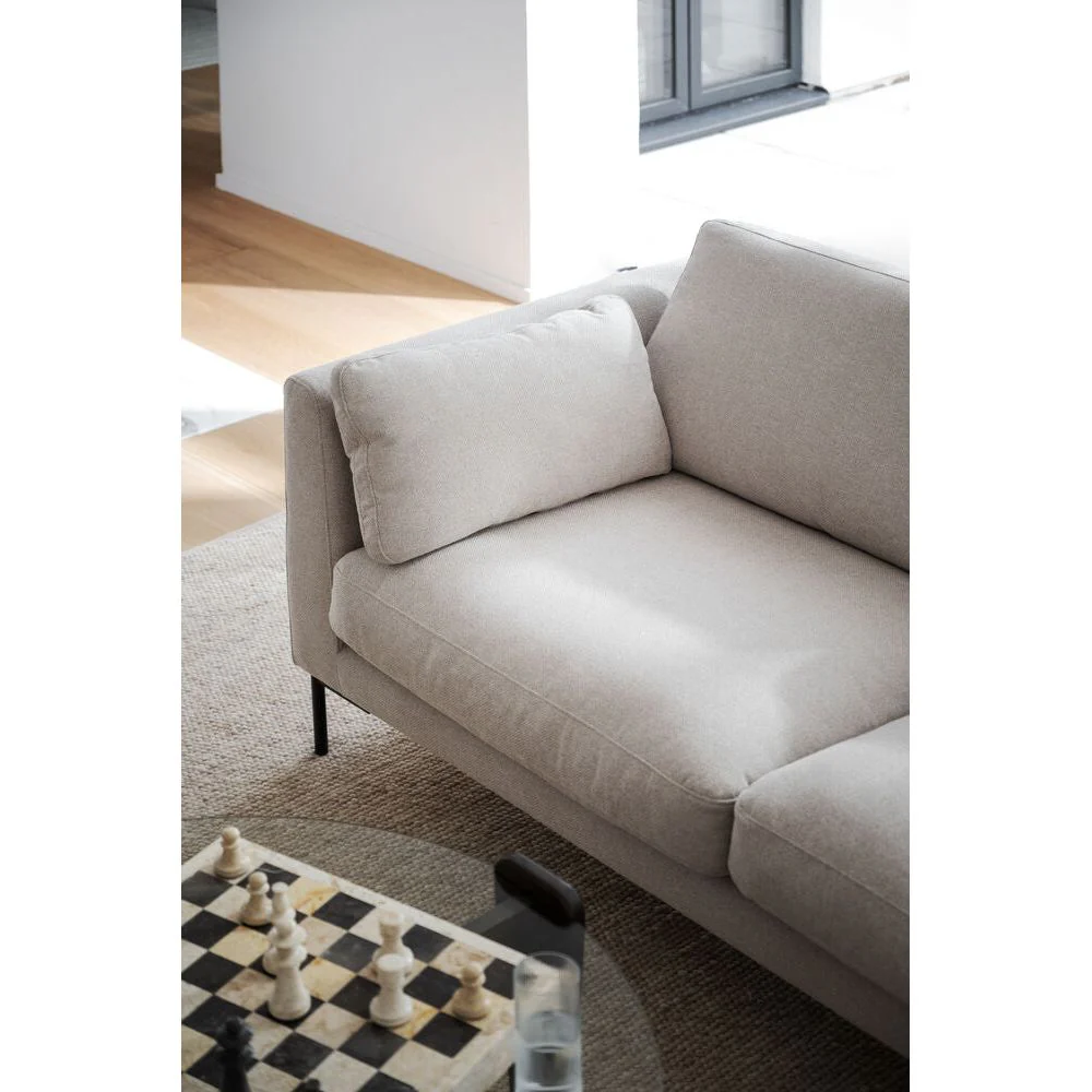 CORWIN 3-Sitzer-Sofa Chaise Longue Rechts Hellbeige/Schwarz 270x160x83cm - Image 8