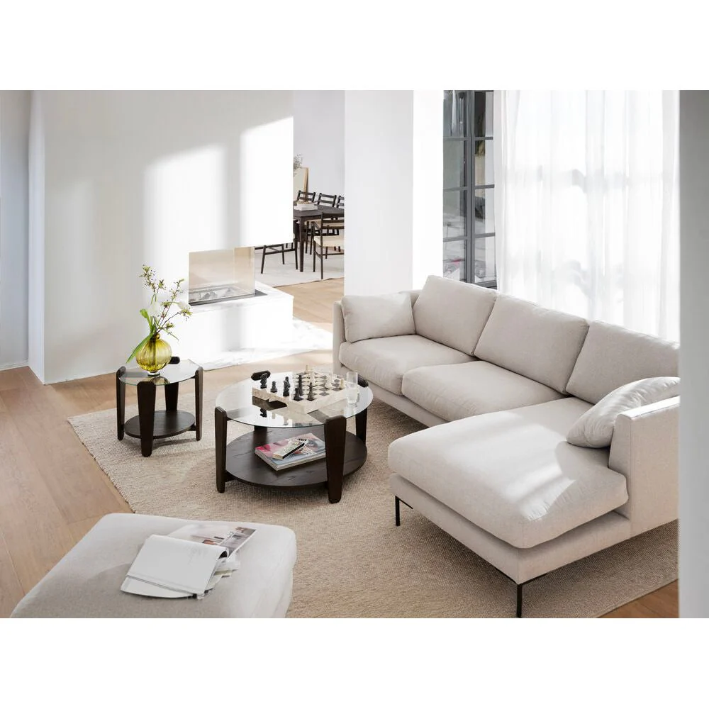 CORWIN 3-Sitzer-Sofa Chaise Longue Rechts Hellbeige/Schwarz 270x160x83cm - Image 9