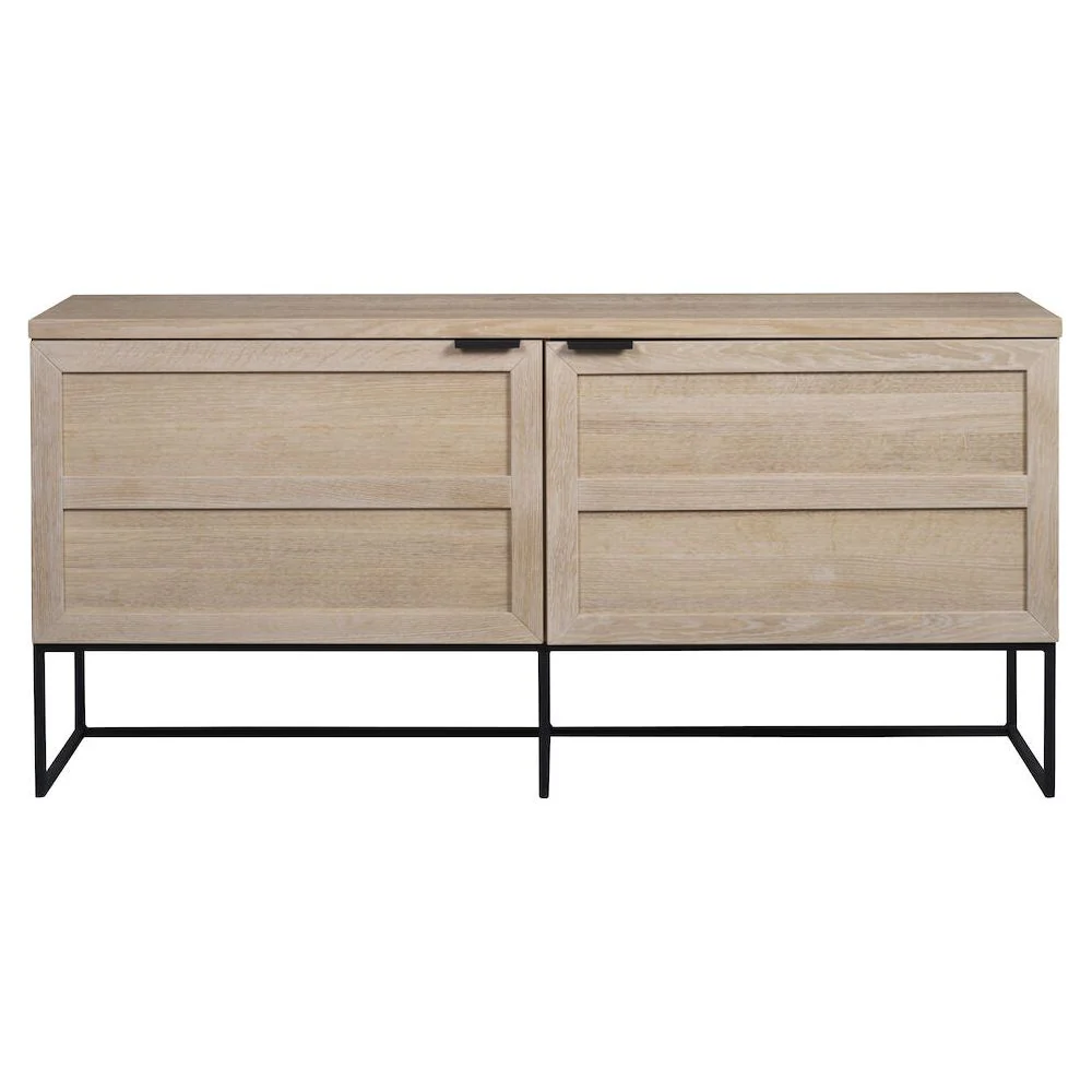 EVERETT Sideboard Weiß pigmentiert/Schwarz 160x41x75cm