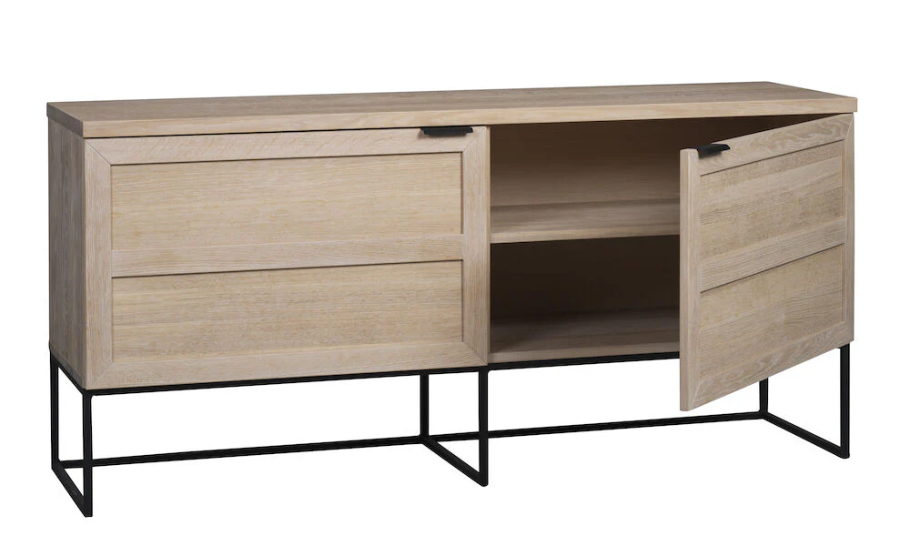 EVERETT Sideboard Weiß pigmentiert/Schwarz 160x41x75cm - Image 4