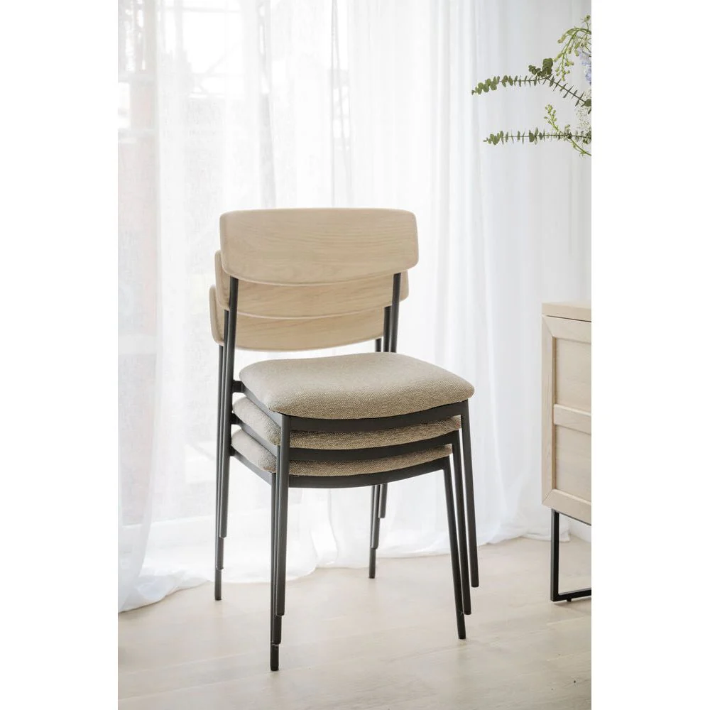 MAYMONT Esszimmerstuhl Weiß pigmentiert/dunkelbeige/schwarz 50x53x83cm - Image 6