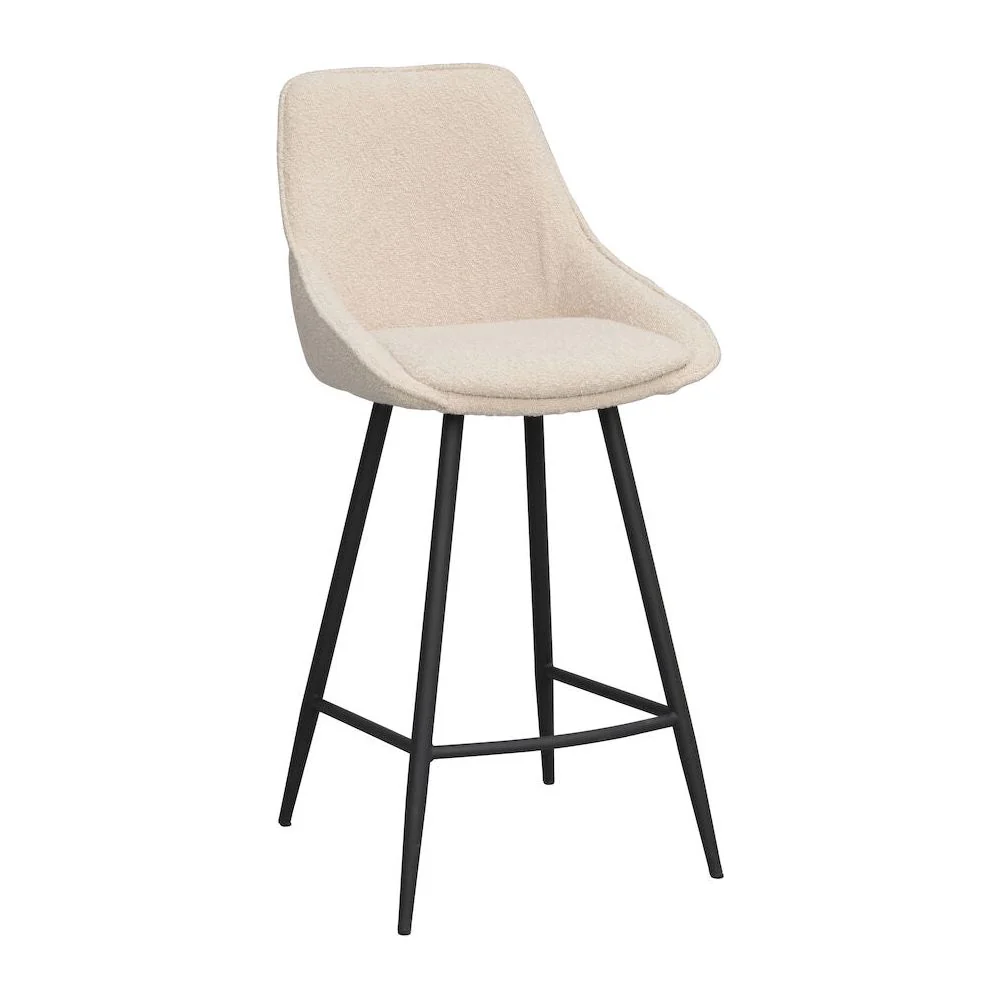 SIERRA Barhocker Bouclé Stoff Beige/schwarz 46x55x97cm