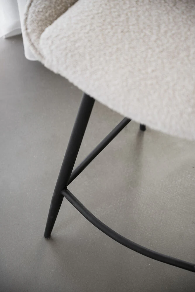 SIERRA Barhocker Bouclé Stoff Beige/schwarz 46x55x97cm - Image 10