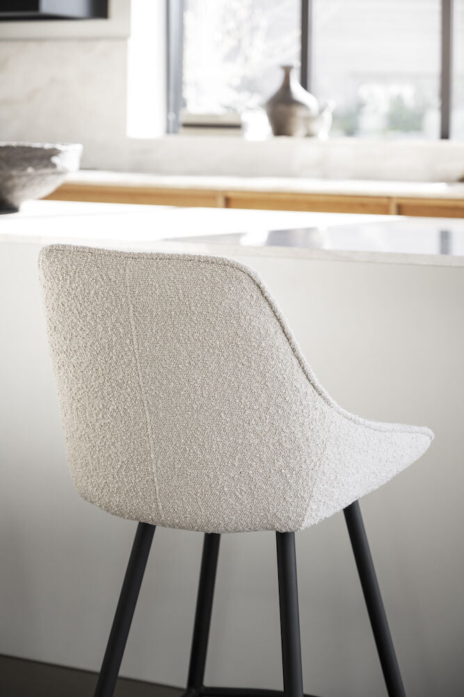 SIERRA Barhocker Bouclé Stoff Beige/schwarz 46x55x97cm - Image 8