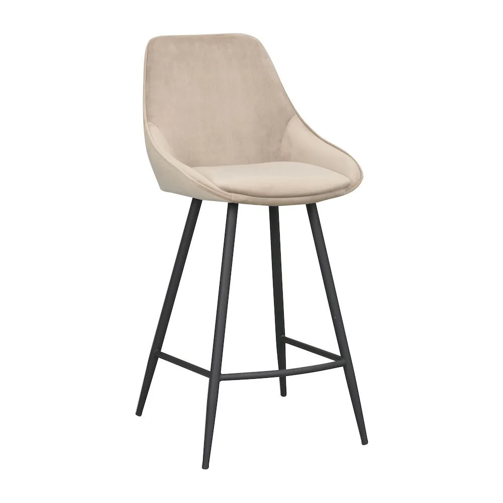 SIERRA Barhocker Samt Beige/schwarz 46x55x97cm