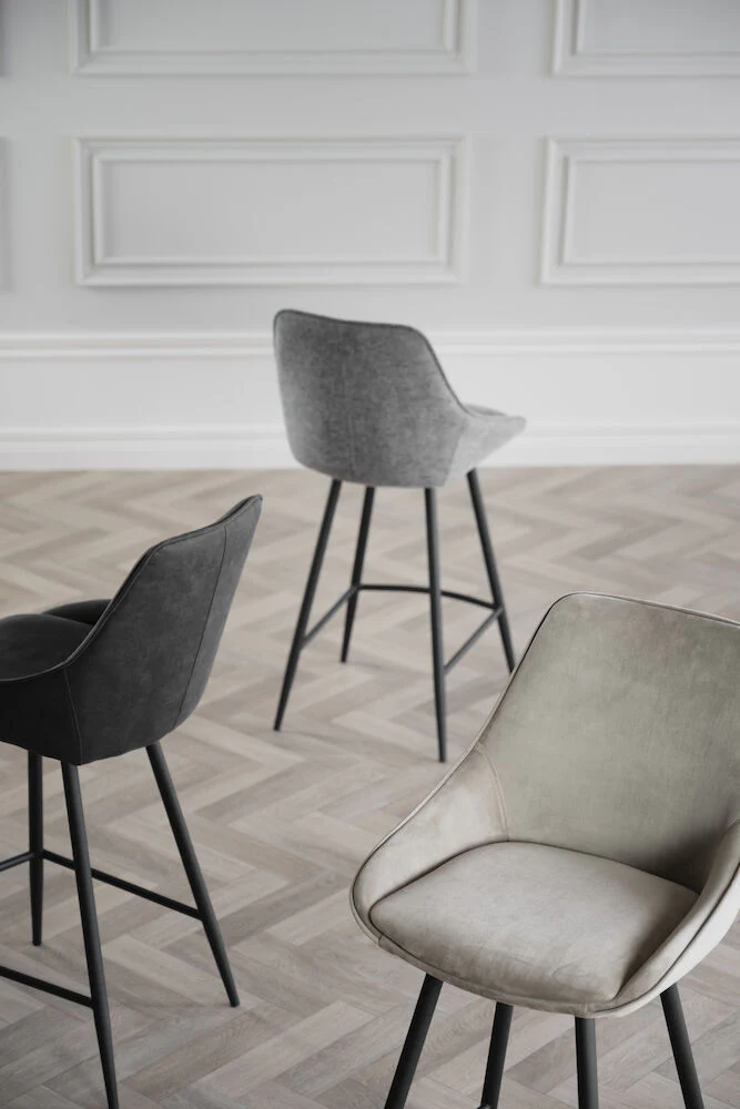 SIERRA Barhocker Samt Beige/schwarz 46x55x97cm - Image 8