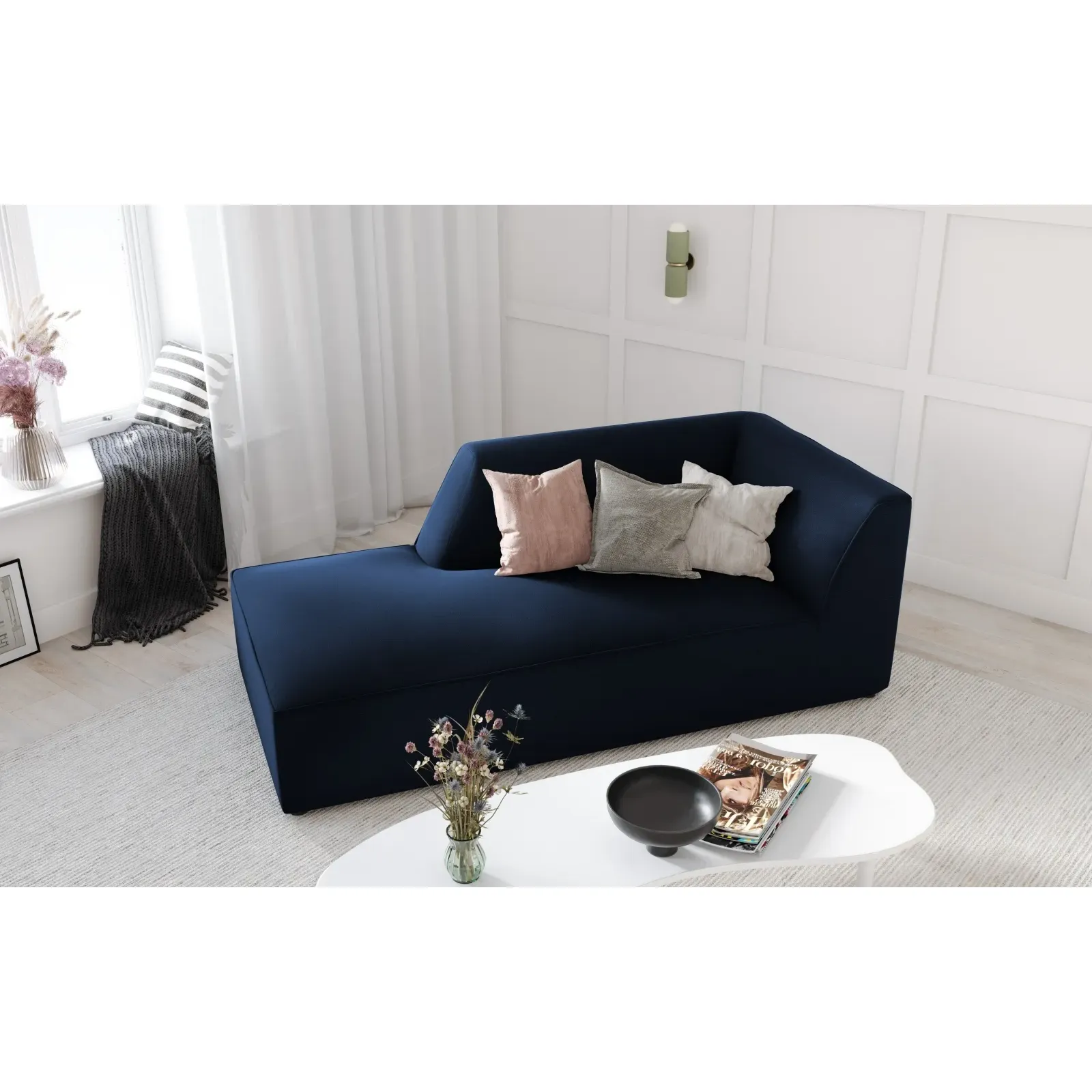 Ruby 2-Sitzer Sofa Chaiselongue Links, mit Bezug in Samt, Cord oder Strukturstoff, 180x93 cm - Image 100