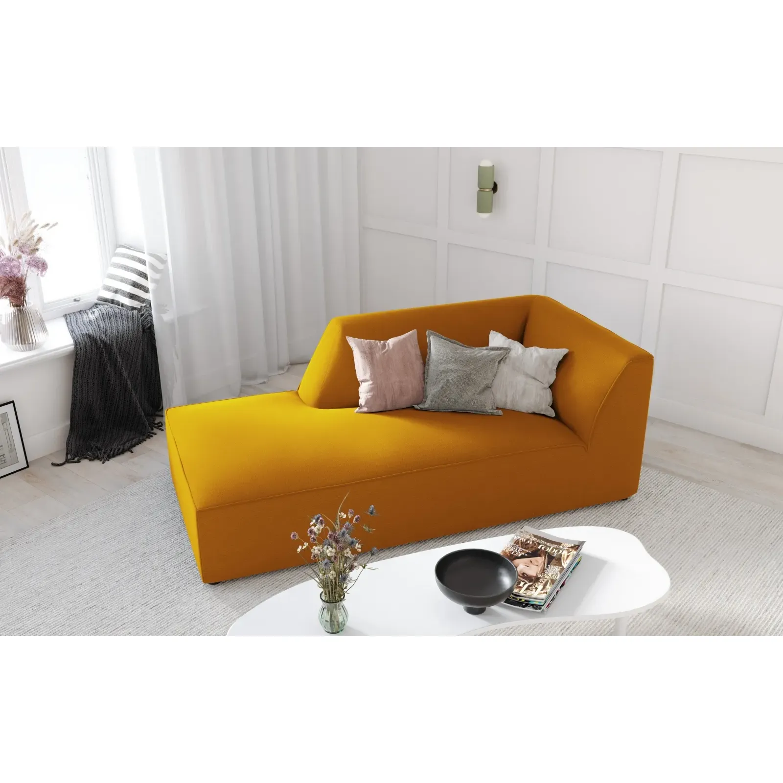 Ruby 2-Sitzer Sofa Chaiselongue Links, mit Bezug in Samt, Cord oder Strukturstoff, 180x93 cm - Image 112
