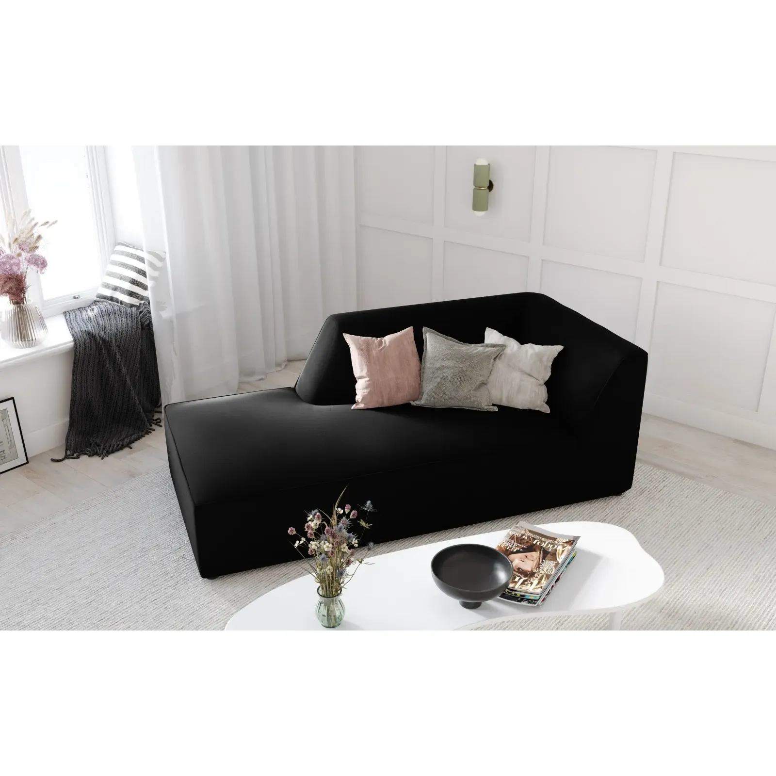 Ruby 2-Sitzer Sofa Chaiselongue Links, mit Bezug in Samt, Cord oder Strukturstoff, 180x93 cm - Image 136