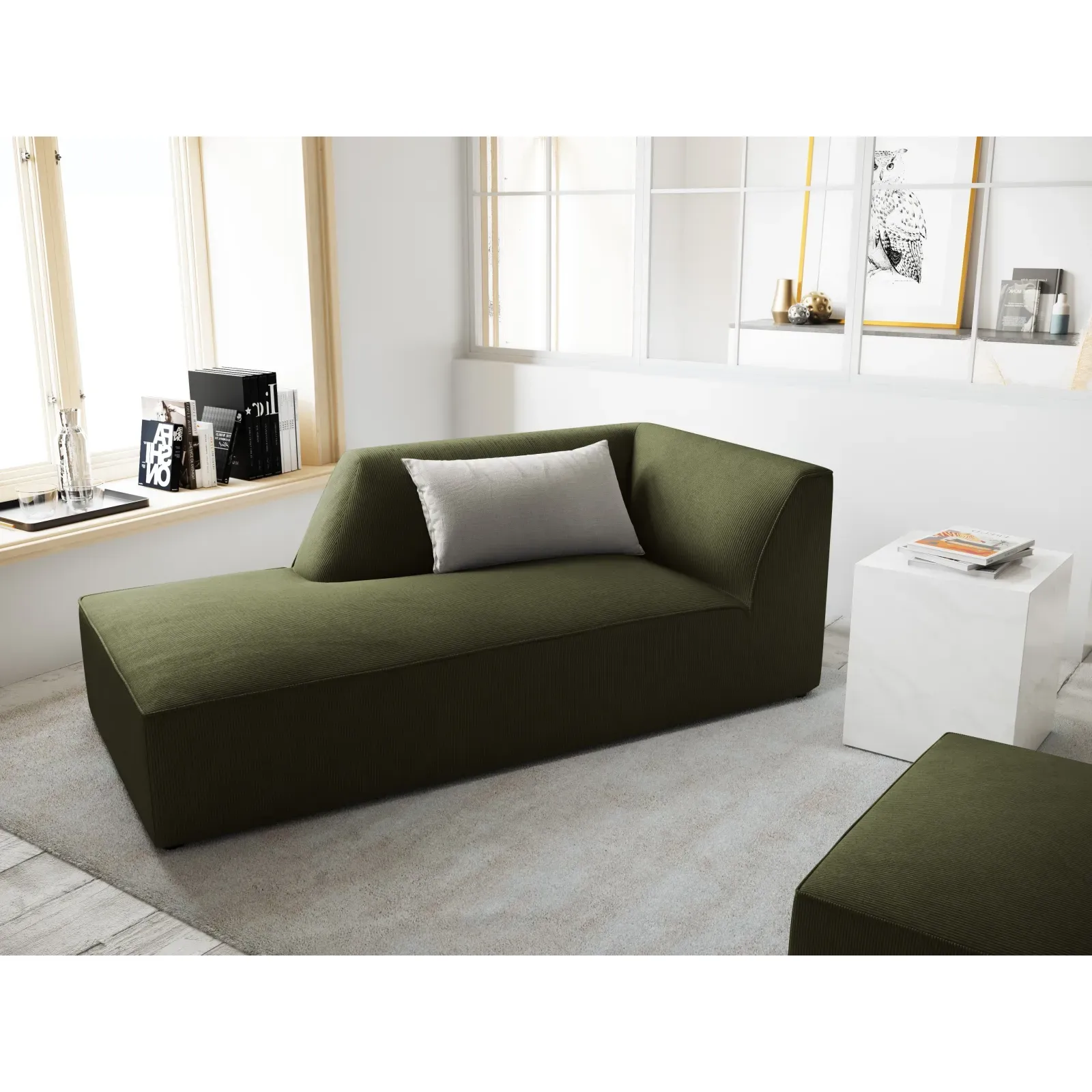 Ruby 2-Sitzer Sofa Chaiselongue Links, mit Bezug in Samt, Cord oder Strukturstoff, 180x93 cm - Image 8