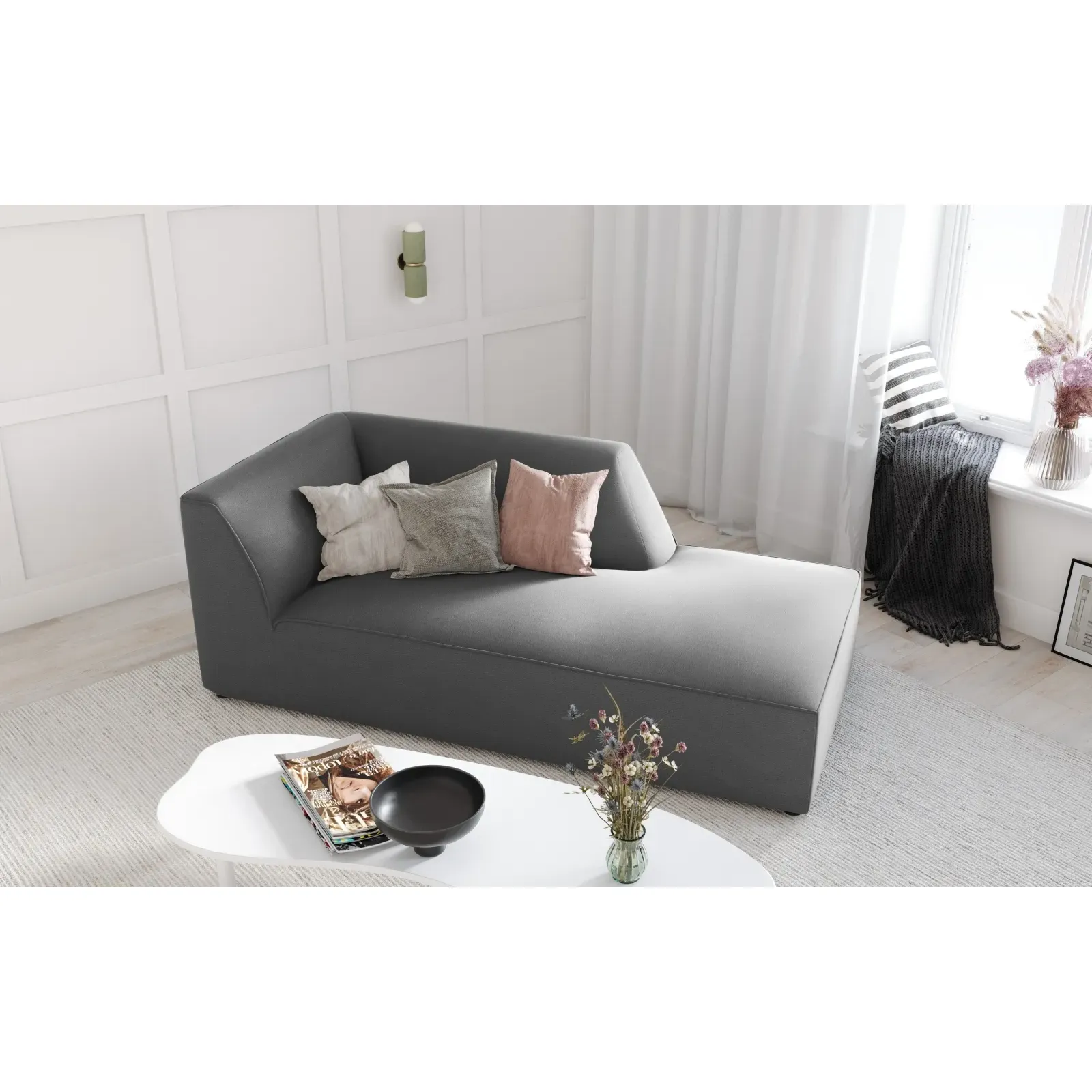 Ruby 2-Sitzer Sofa Chaiselongue Rechts, mit Bezug in Samt, Cord oder Strukturstoff, 180x93 cm - Image 124