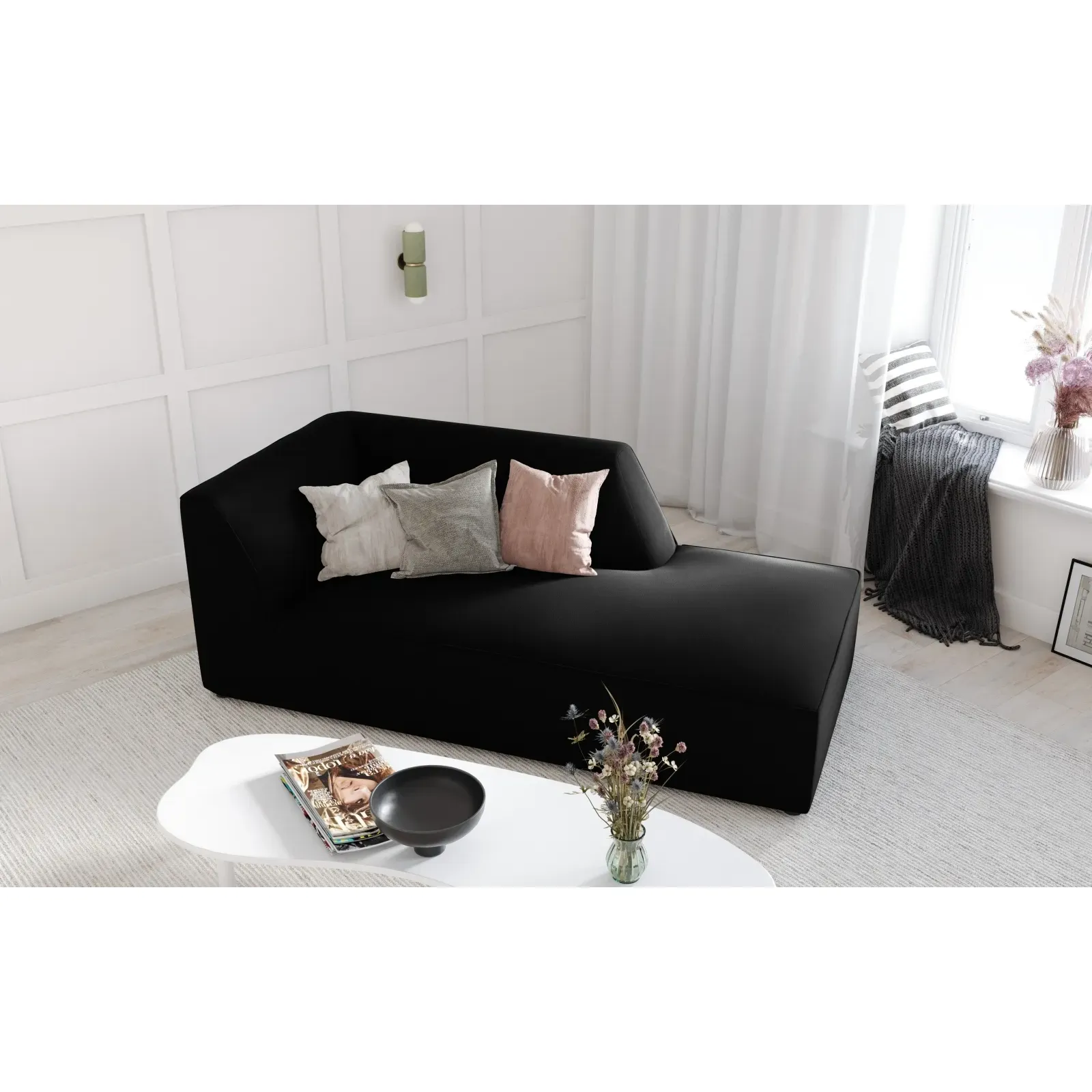 Ruby 2-Sitzer Sofa Chaiselongue Rechts, mit Bezug in Samt, Cord oder Strukturstoff, 180x93 cm - Image 136