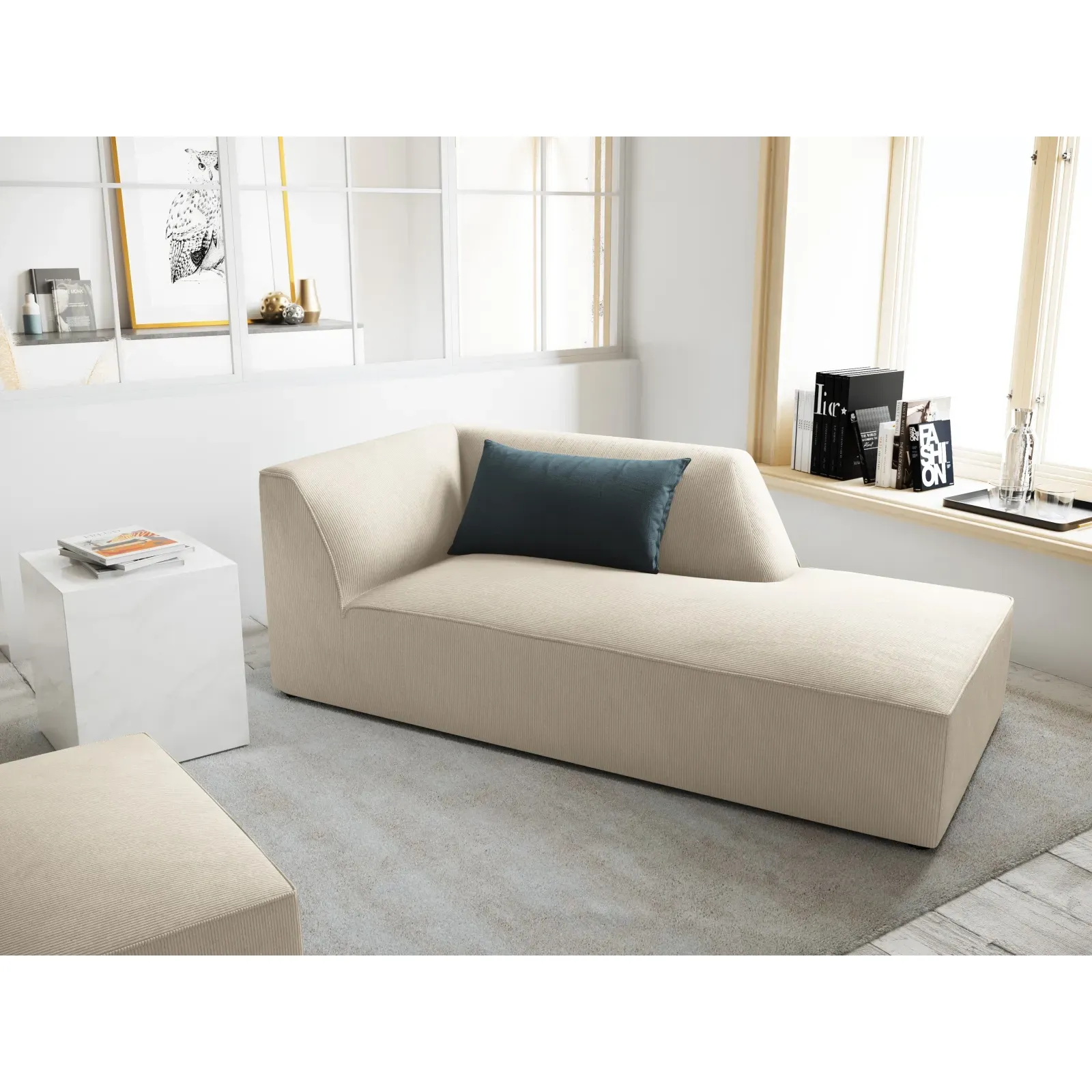 Ruby 2-Sitzer Sofa Chaiselongue Rechts, mit Bezug in Samt, Cord oder Strukturstoff, 180x93 cm - Image 2