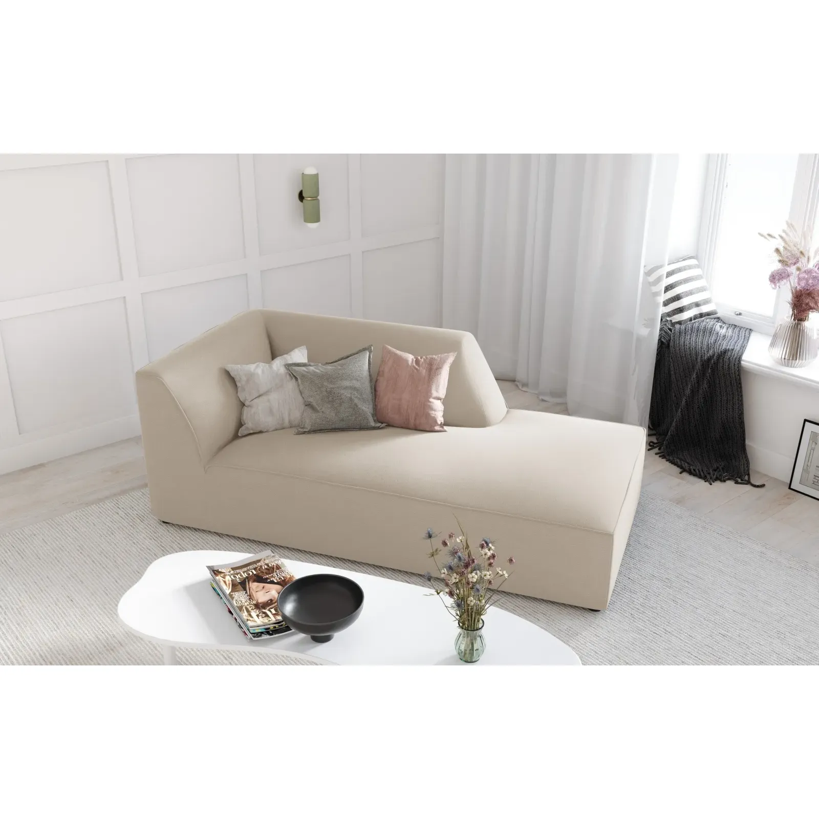 Ruby 2-Sitzer Sofa Chaiselongue Rechts, mit Bezug in Samt, Cord oder Strukturstoff, 180x93 cm - Image 94