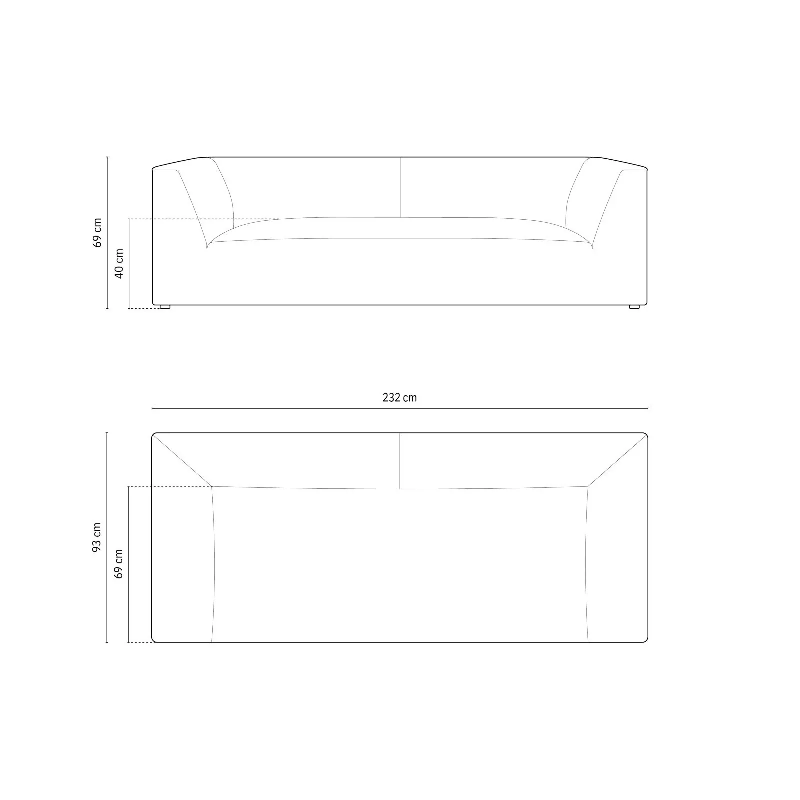 Ruby 3-Sitzer Sofa mit Bezug aus Samt, Cord oder Strukturstoff, 232x93 cm - Image 14