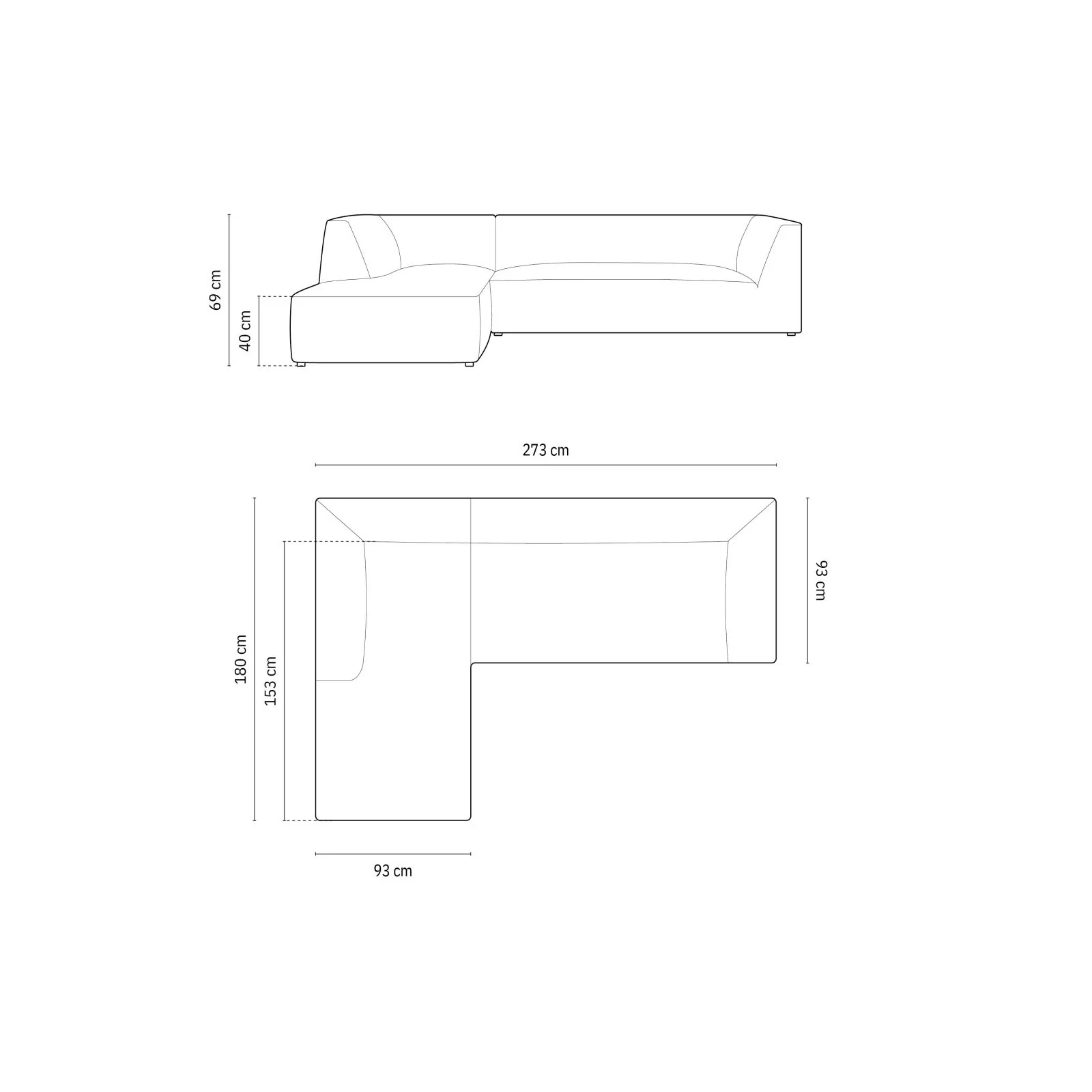 Ruby 4-Sitzer Ecksofa Links, mit Bezug aus Samt, Cord oder Strukturstoff, 273x180 cm - Image 70