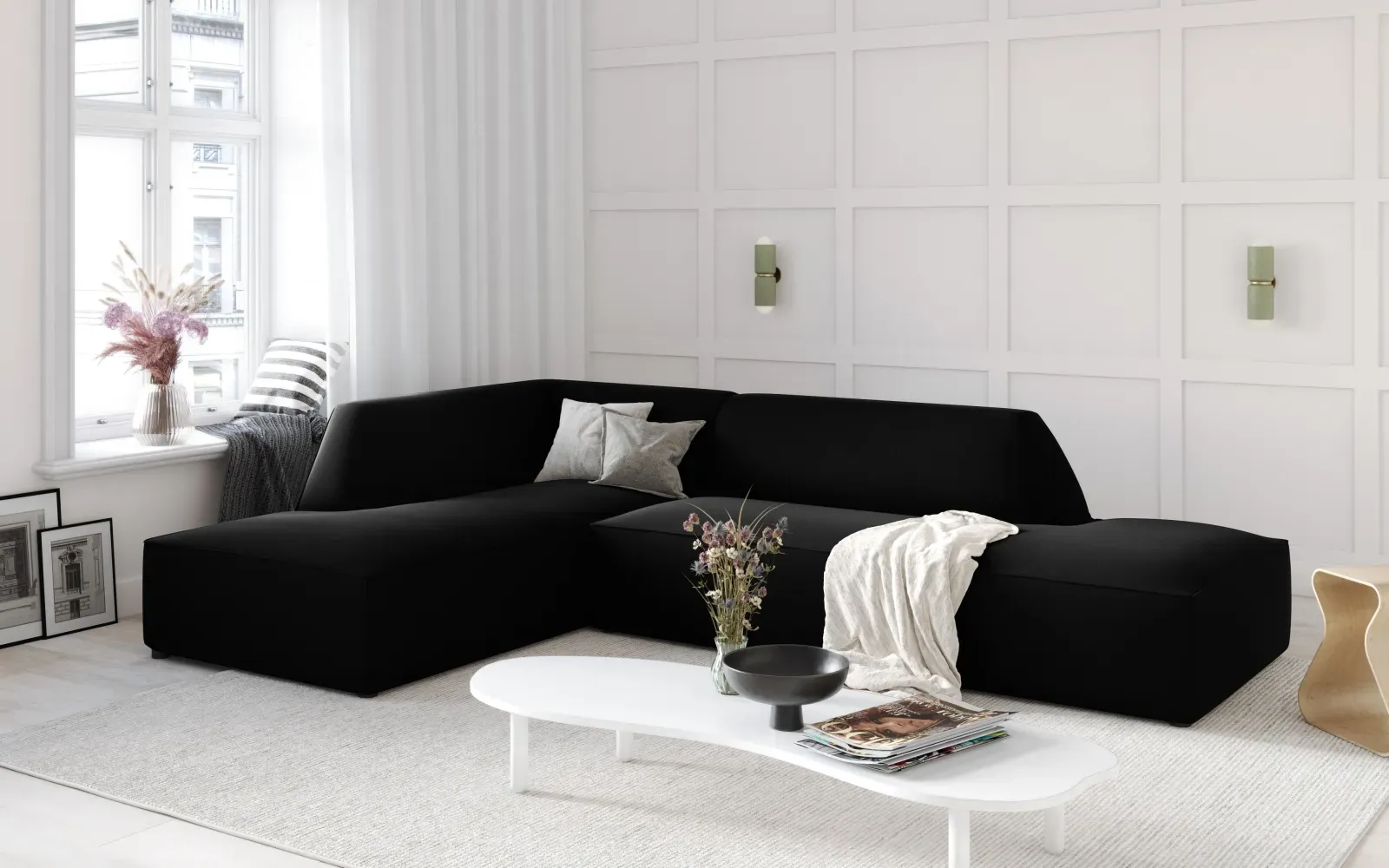 Ruby 4-Sitzer Ecksofa offen, Links, mit Bezug aus Samt, Cord oder Strukturstoff, 273x180 cm - Image 161