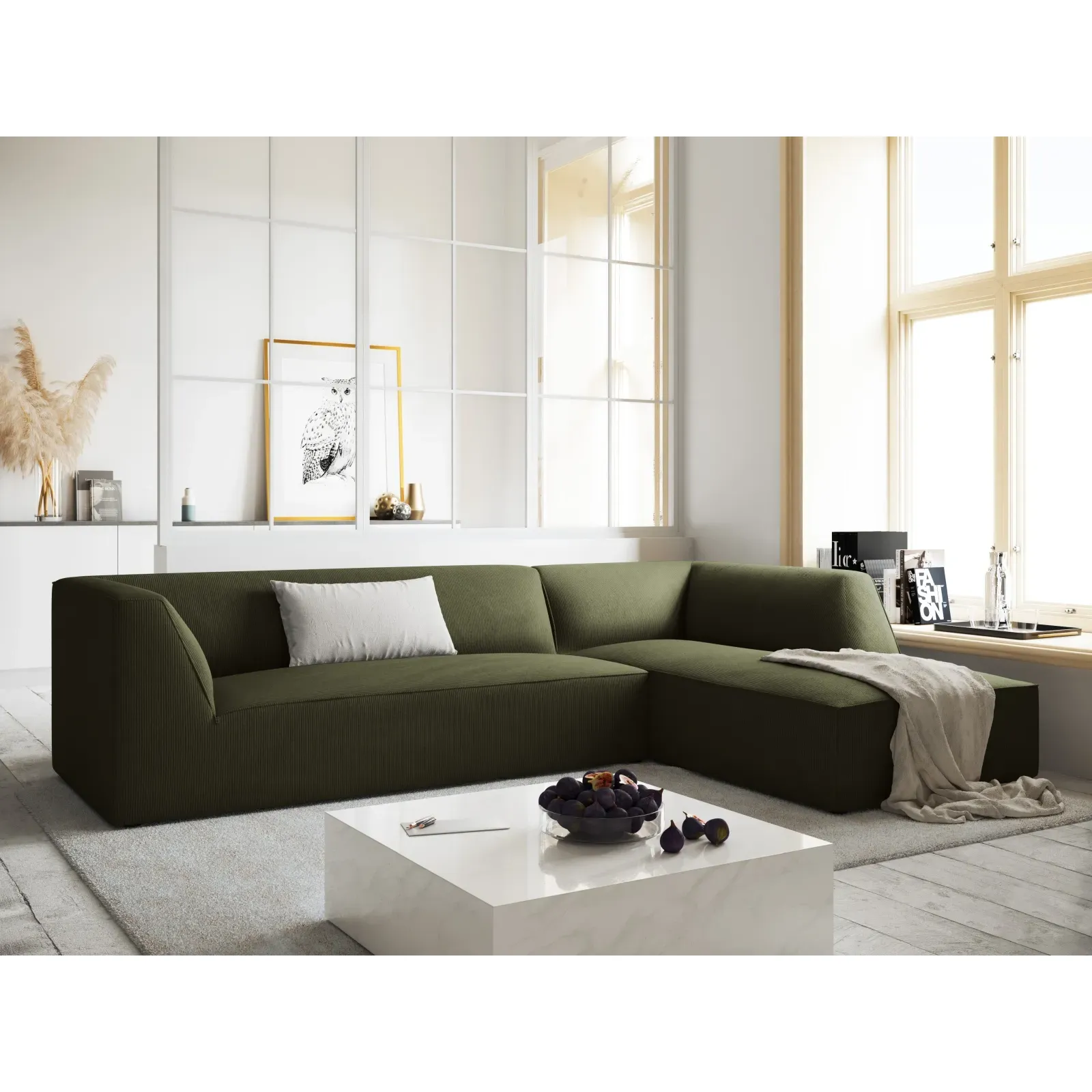Ruby 4-Sitzer Ecksofa Rechts, mit Bezug aus Samt, Cord oder Strukturstoff, 273x180 cm - Image 10