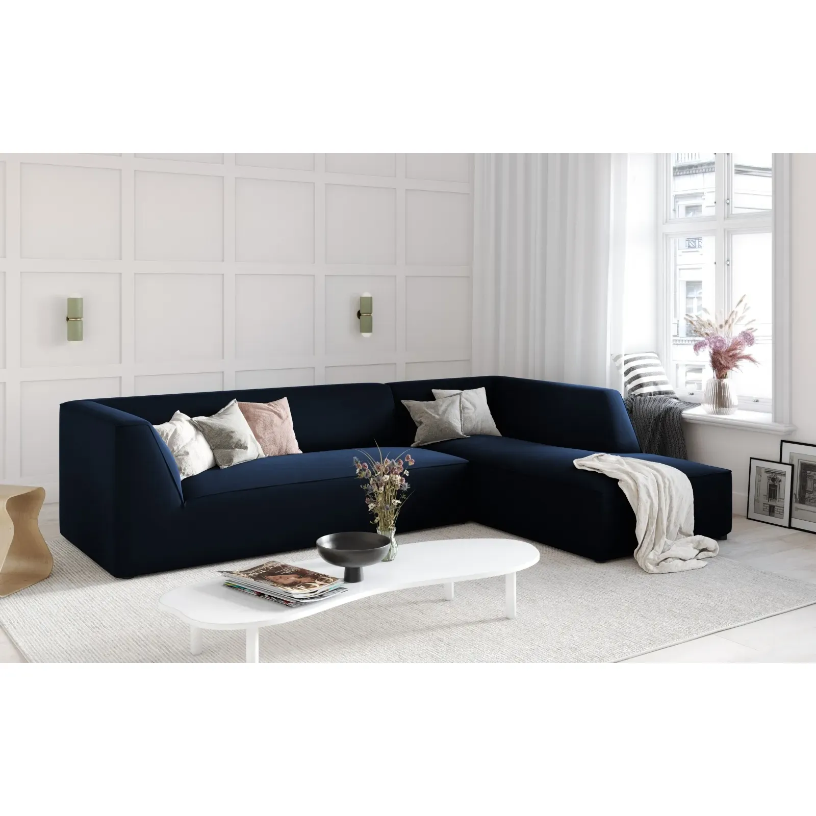 Ruby 4-Sitzer Ecksofa Rechts, mit Bezug aus Samt, Cord oder Strukturstoff, 273x180 cm - Image 137