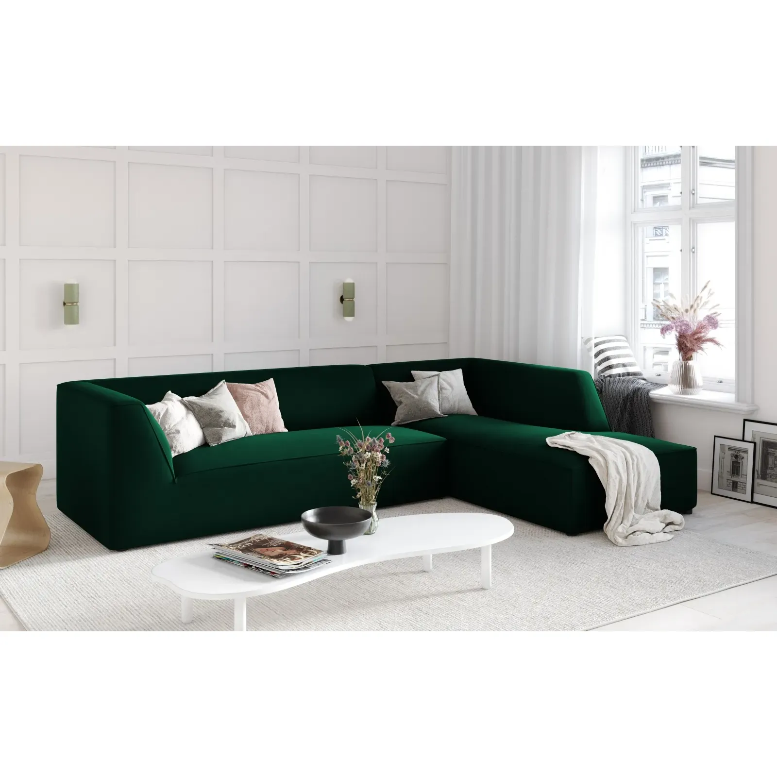 Ruby 4-Sitzer Ecksofa Rechts, mit Bezug aus Samt, Cord oder Strukturstoff, 273x180 cm - Image 145